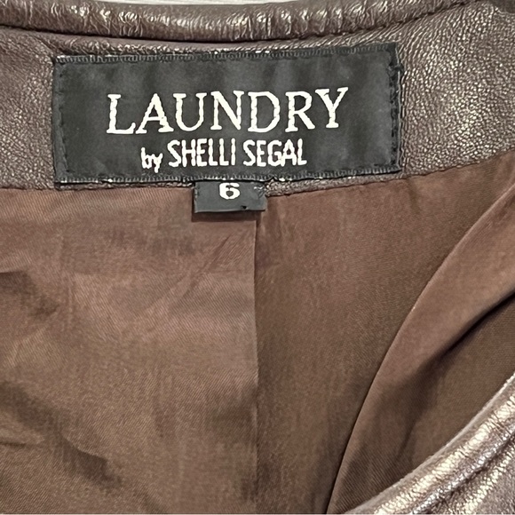 LAUNDRY BY SHELLI SEGAL Genuine Lamb Skin Leather Zip front Vest in brown SZ 6 - Picture 12 of 16